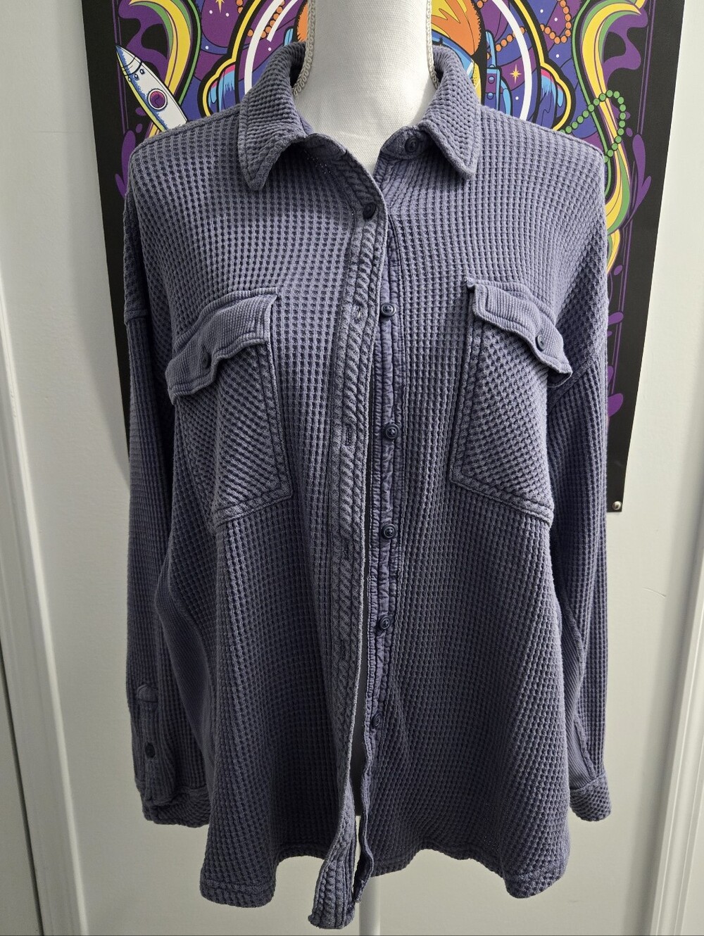 Aerie LumberJane Waffle Shirt - Blue - Medium